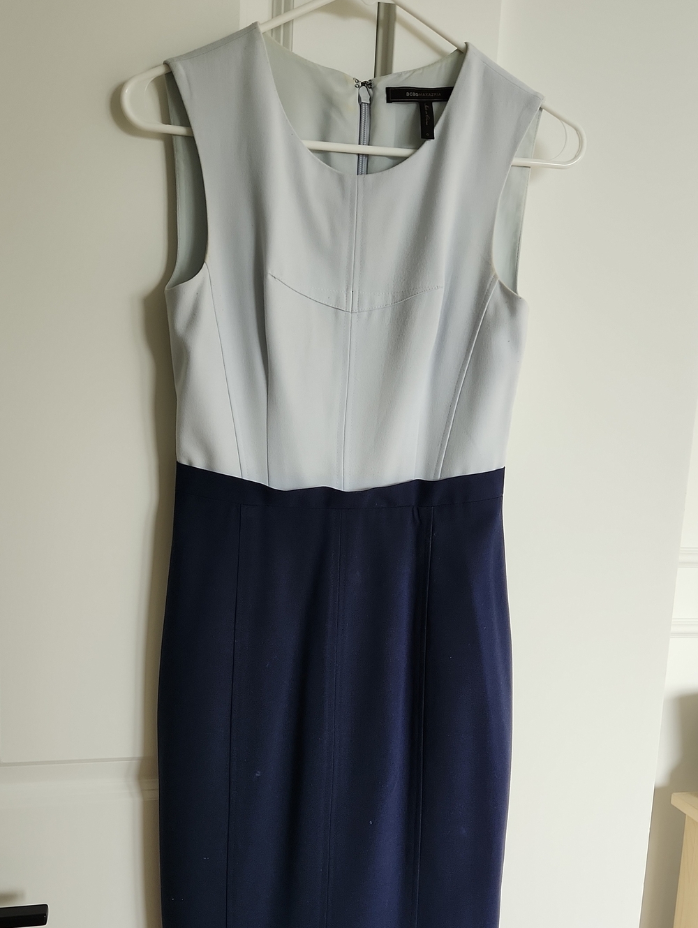 BCBGMaxAzria Two-Tone Sleeveless Midi Dress - Light Blue & Navy